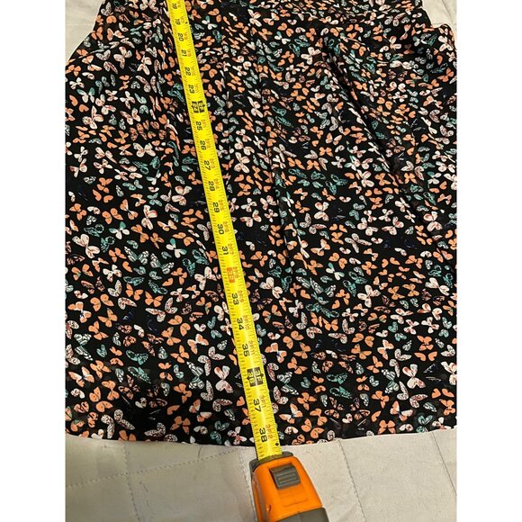 Betsey Johnson Dress 14 Black Floral Babydoll  Fit & Flare Lace Overlay Sleevele - Picture 4 of 16